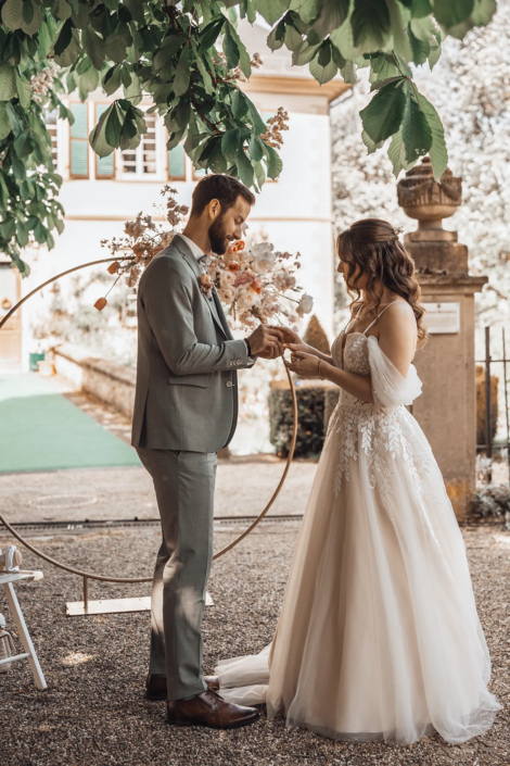 Ringübergabe Hochzeitsfotograf Hochzeit Landgut Schloss Michelfeld